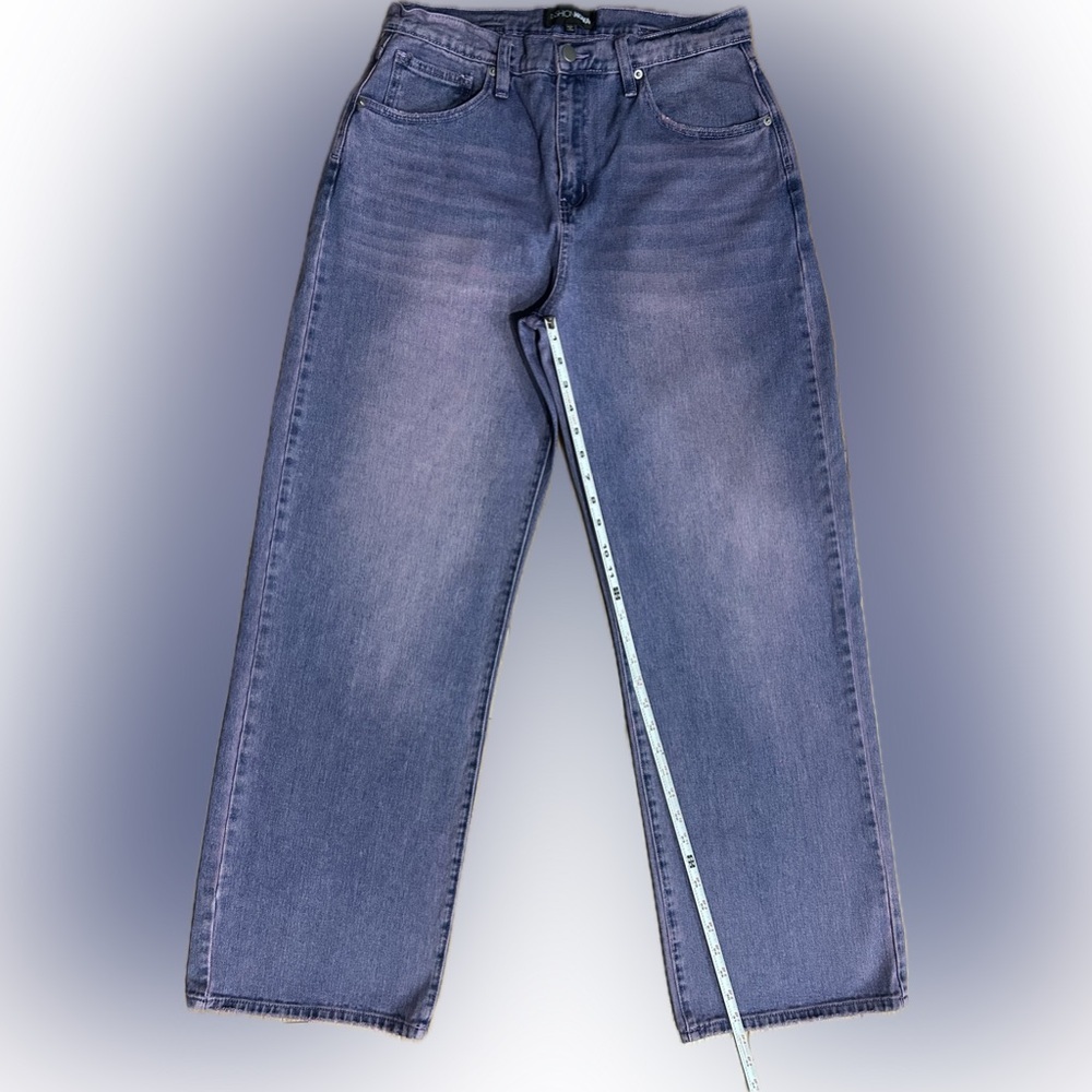 Like new Fashion Nova SZ 11 blue/pink wide leg jean w/belt accent rear/waist 30” - Picture 6 of 6